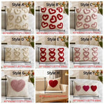 taies d'oreiller coeurs relief blancs lit polyester coton brodés opaques décoration romantique fixations coussins