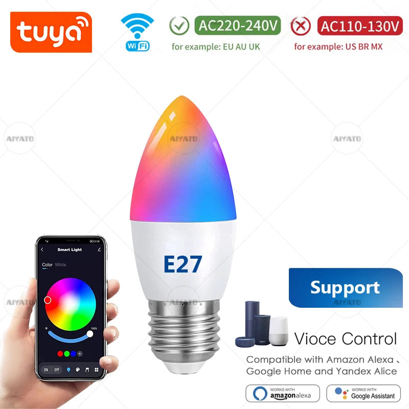 ampoule led multicolore effet arc ciel base e14 e27 moderne blanc rouge vert bleu