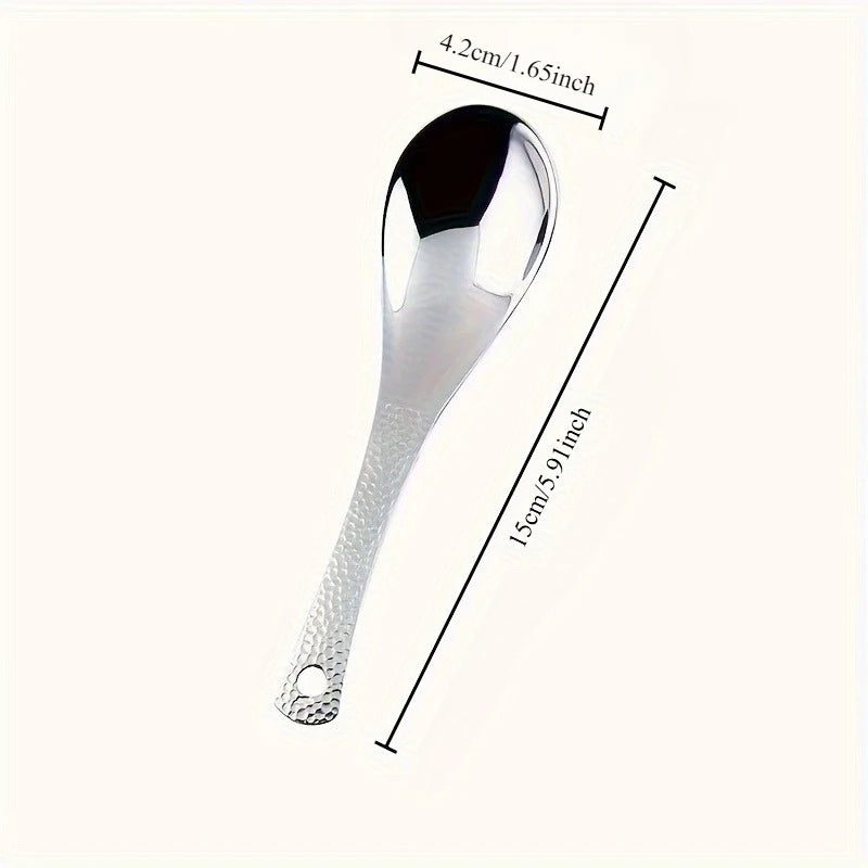 cuillère argentée texture martelée moderne desserts fruits cuisine domestique