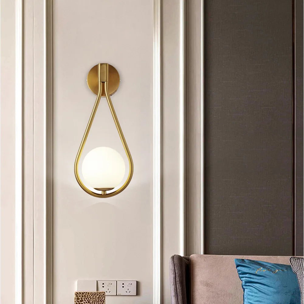 lampe murale moderne or noir goutte verre métal chambre entrée 249lm 90260v