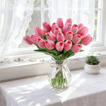 bouquet tulipes artificielles multicolores moderne vase transparent mariage décoration intérieure