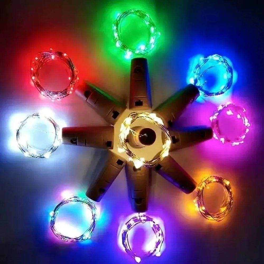 guirlande led fil cuivre blanc chaud décoration bouteille vin mariage fête intérieur moderne