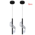 lampe suspendue moderne spirale acrylique translucide noir plaque éclairage chambre restaurant led