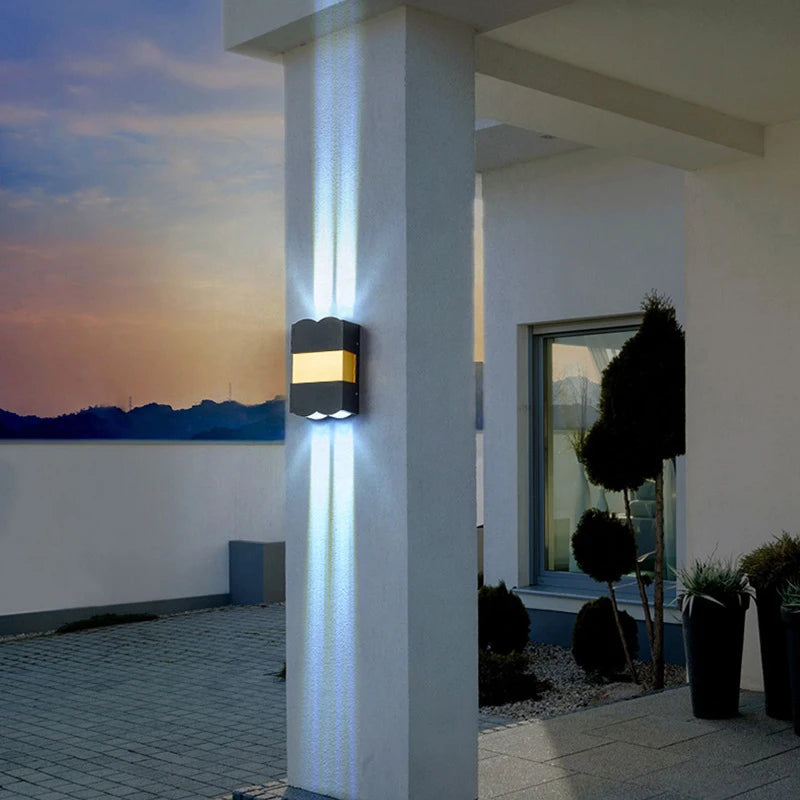 projecteur led extérieur moderne noir doré texture mat ip65 mur contemporain 12w 85265v