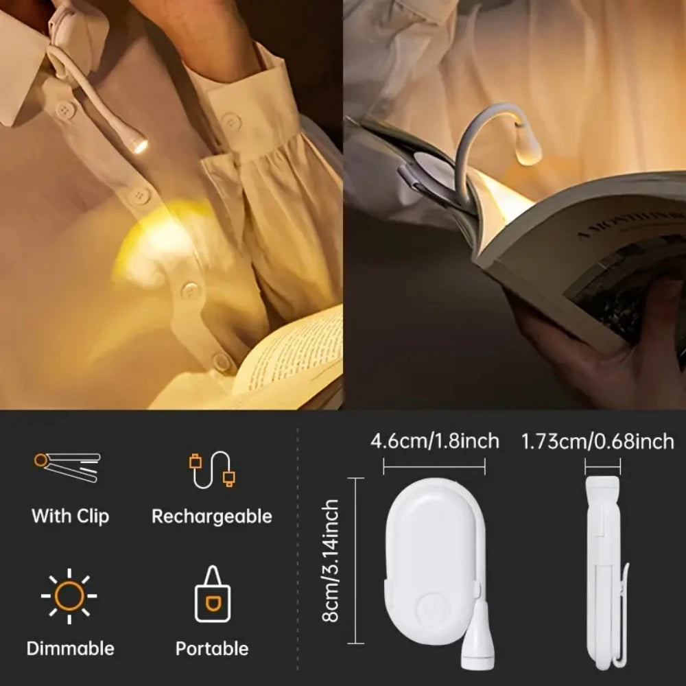 lampe lecture led rechargeable blanc portable clipser chambre voyage moderne