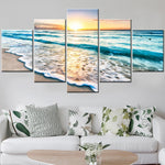 tableaux decoratifs paysage marin coucher soleil vagues plage moderne sans cadre