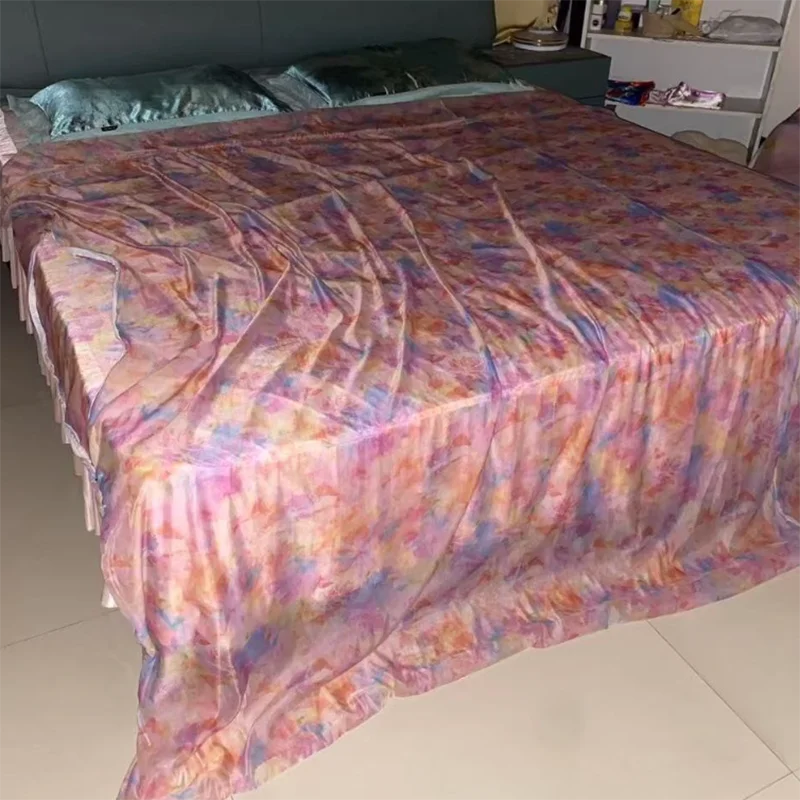 drap lit fleuri moderne rose blanc vert bleu orange soyeux toucher doux imprimé grande