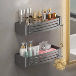 étagère murale moderne trois niveaux gris métallisé adhésif salle bain porte savon porte serviettes
