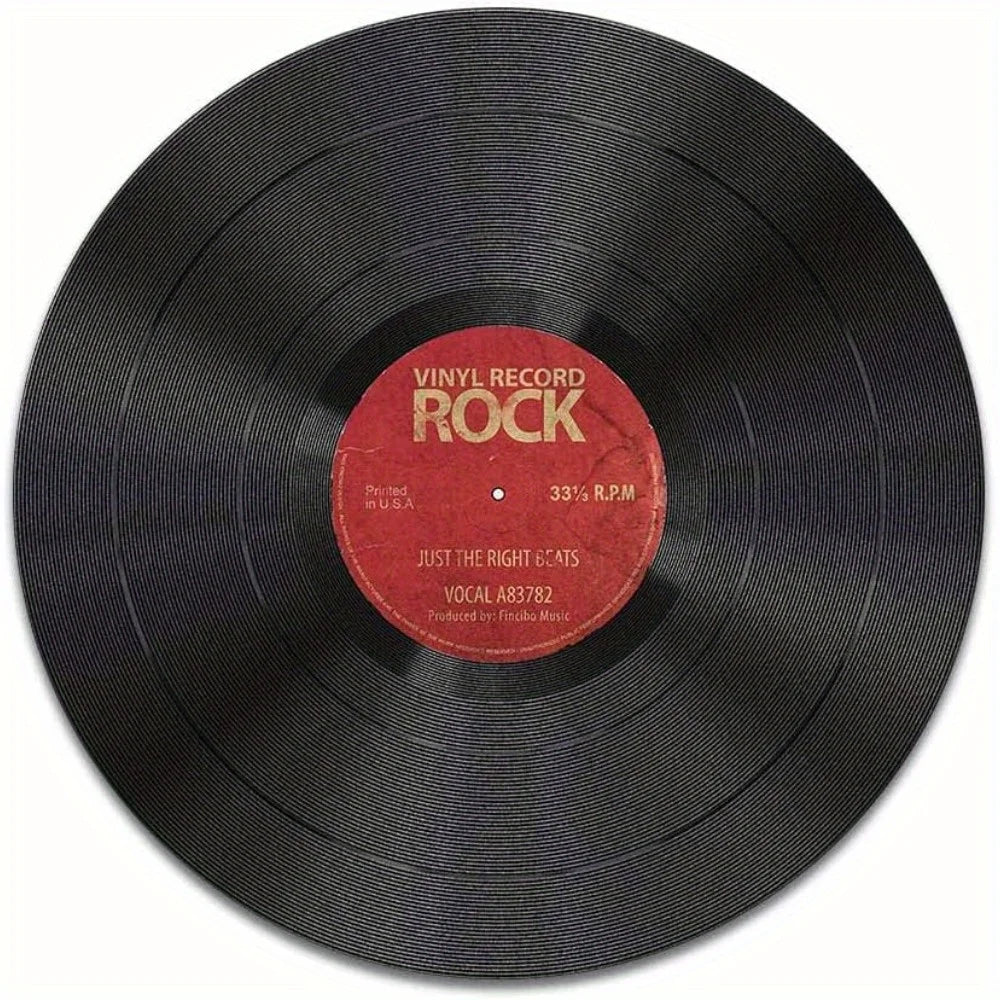tapis souris rond non glissant vinyle rétro disque musical noir rouge