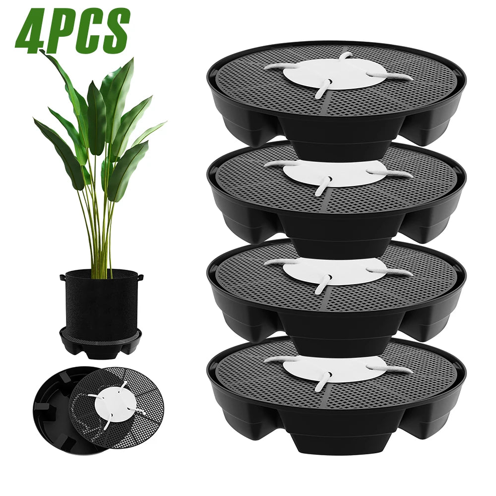 pots fleurs soucoupes arrosage automatique collecteur eau égouttage kit jardinage accessoires plantes textures rustiques