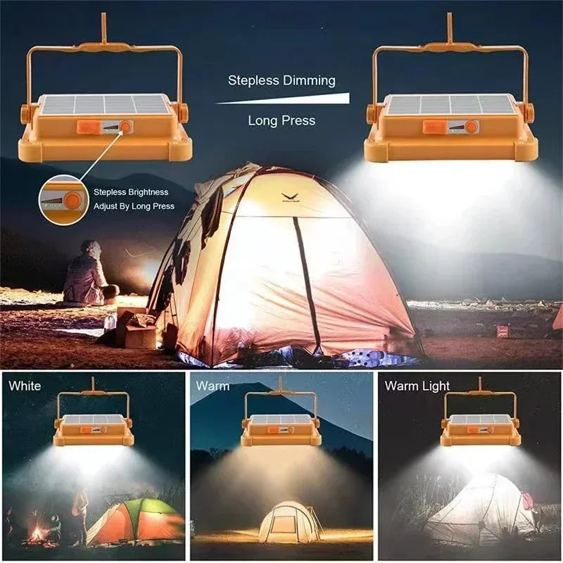 lampe camping rechargeable led orange moderne aimants crochets éclairage nuit camping equipment portable
