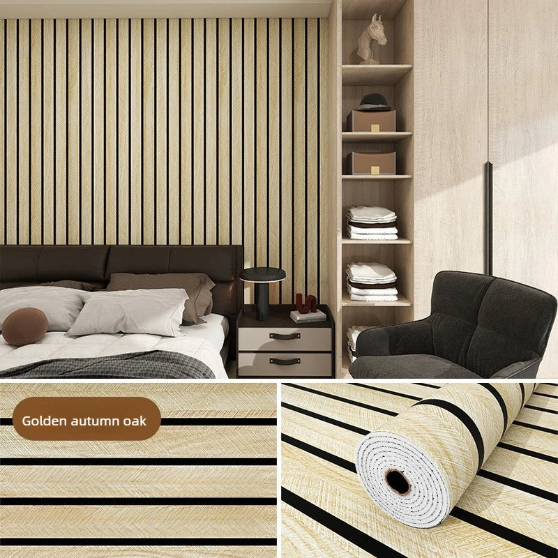 panneau décoratif auto adhésif moderne rayures horizontales beige noir résistant l'eau intérieur