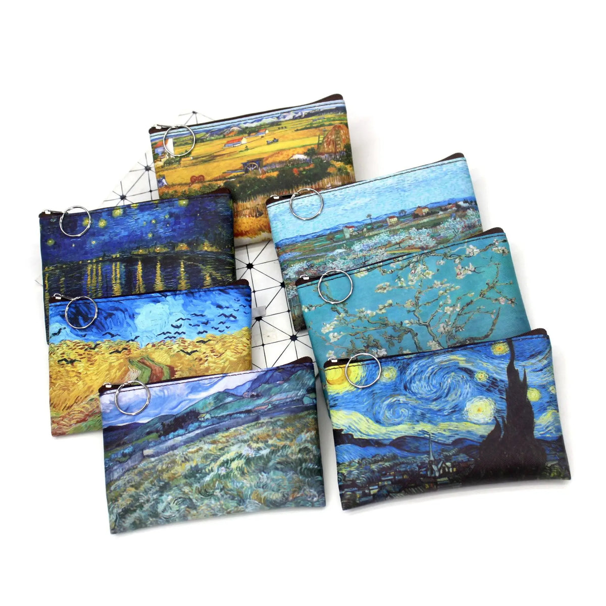 porte monnaie voyage toile respectueuse environnement pliable multifonction art peinture célèbre nuit étoilée cosmetic