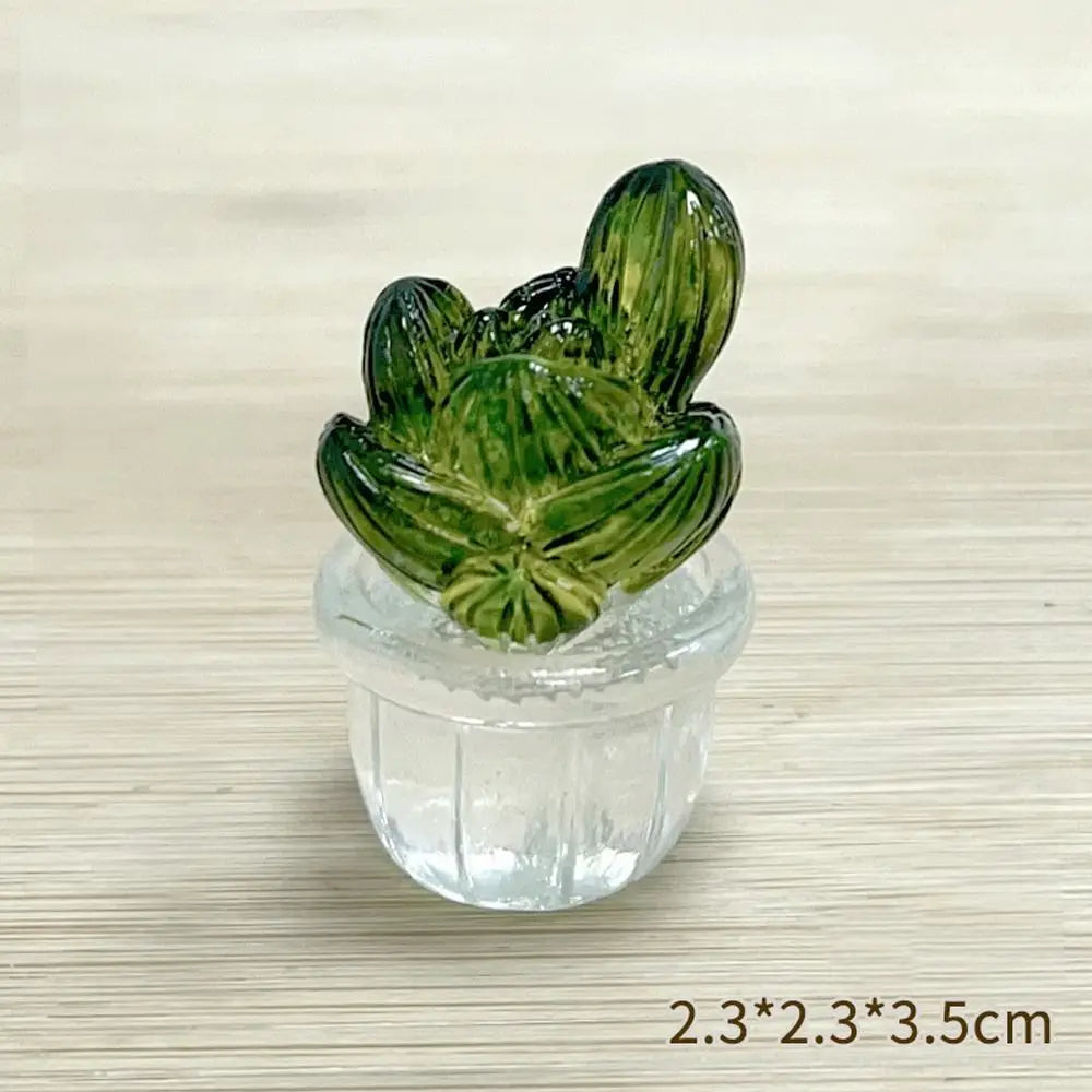 miniature cactus résine verte jaune rouge artisanale transparente décoration extérieure succulente