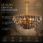lustre cristal doré facettes brillantes élégant salon chambre moderne suspension transparent