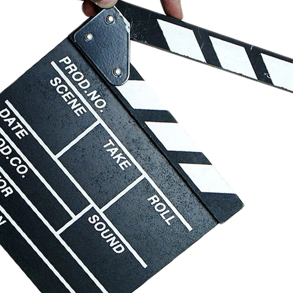 clapboard bois noir blanc rayures diagonales outil cinema prise vue film scène
