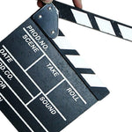 clapboard bois noir blanc rayures diagonales outil cinema prise vue film scène