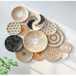 paniers décoratifs muraux tressés bohèmes étoiles spirales beige marronclair