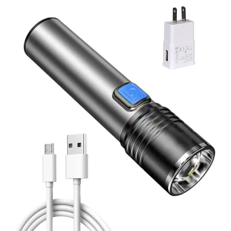 lampe torche uv rechargeable led gris noir 5w zoomable certifications ccc fcc rohs ul