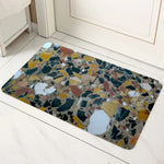tapis sol géométrique marbré moderne minimaliste antidérapant bleu blanc