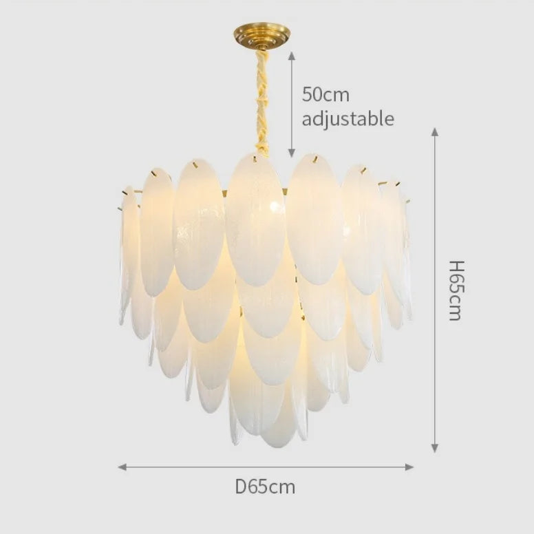 Suspension lumineuse moderne cristal blanc doré ovale translucent salon chambre