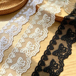 rubans dentelle motifs floraux papillons transparents 4cm largeur romantique vintage blanc noir beigeclair