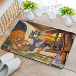 tapis sol jaune rose bleu vert turquoise dessins animés tom jerry antidérapant absorbant eau