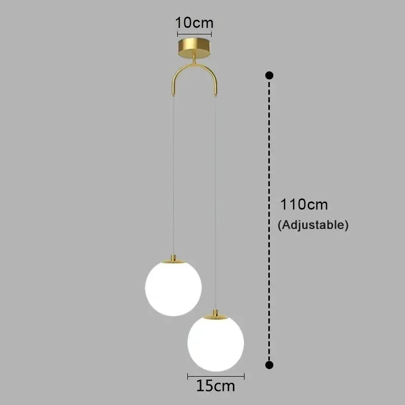 suspension lumineuse moderne minimaliste noir deux globes blancs métal chambre salon