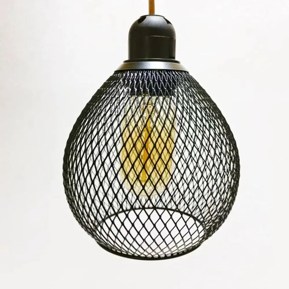lampe suspendue moderne fer maille géométrique blanc noir doré opaques