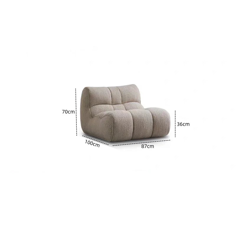 Fauteuil moderne tissu bouclé beige clair coussins d'assise dossier minimaliste