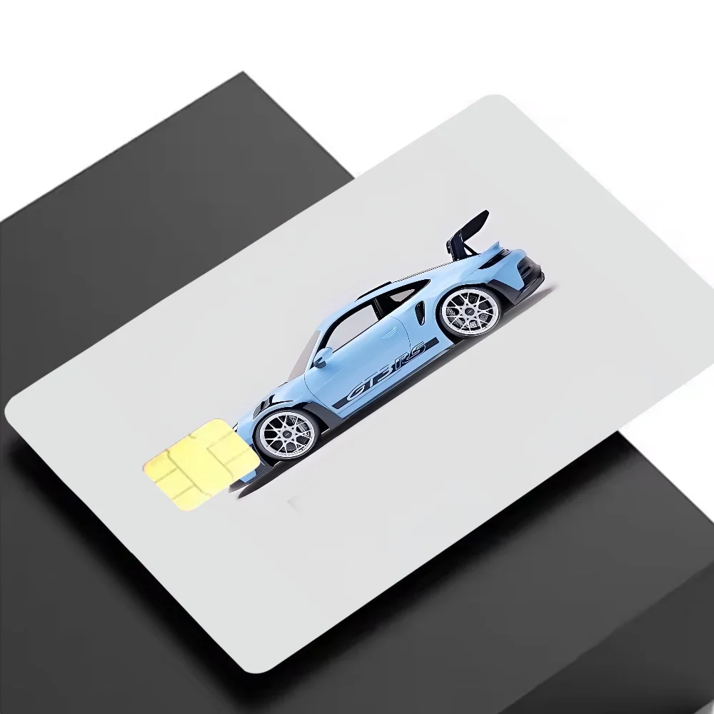 stickers carte crédit voiture sportive stylisée moderne waterproof réutilisable jaune fluo noir