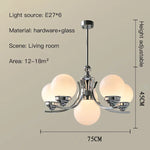lustre moderne chrome sphères translucides suspension câble led têtes têtes orange