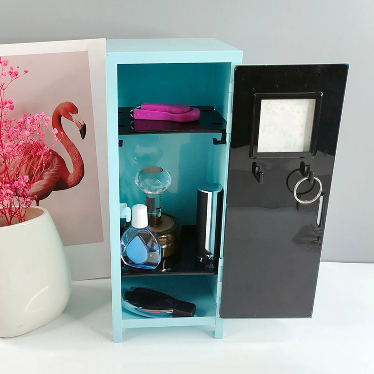 boîte rangement métal moderne violet rose bleu blanc noirversible organisateur jouets cosmétiques chambre