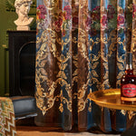 rideaux semi transparents brodés motifs floraux baroque luxueux salon fenêtre française