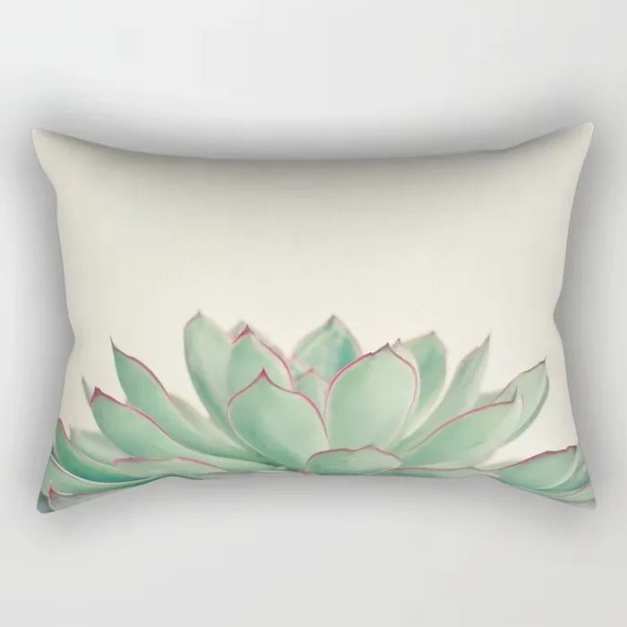 coussin rectangulaire décoratif motif feuilles tropicales fleurs papillons moderne chambre salon maison 30x50cm