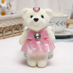 ours peluche blanc doux velouté rubans strass coeurs couronne dorée décoration anniversaire mariage