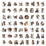autocollants souris poses vêtements objets divers illustration adhésif gris beige blanc marron vert bleu