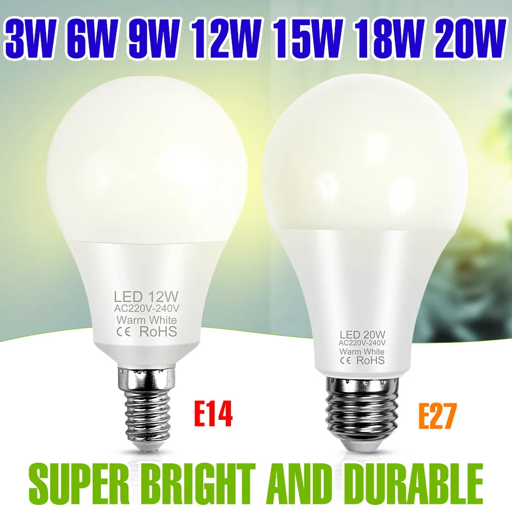 ampoule led 20w e14 e27 blanc froid chaud moderne mat opacité 2700k 6500k 20000h