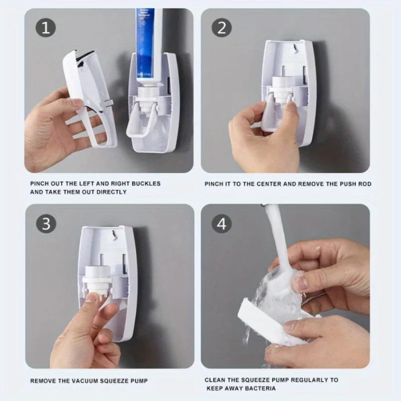 distributeur dentifrice mural moderne adhésif blanc noir brosse dents tube mat