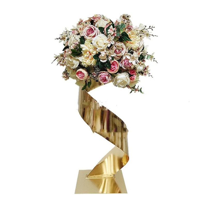support bouquet fleurs artificielles doré métal moderne décoration mariage fête centre table maison luxe