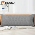 taies d'oreiller coton lin gris moderne housse coussin fixations glissière longue lit canapé sofa