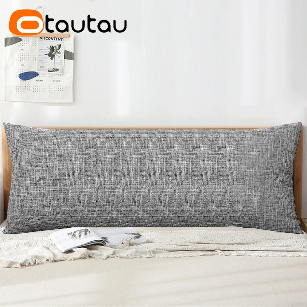 taies d'oreiller coton lin gris moderne housse coussin fixations glissière longue lit canapé sofa
