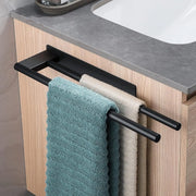 Porte-serviettes adhésif sans perçage double barre acier inoxydable noir mat pour salle de bain et cuisine