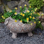 pots fleurs vintage gris motifs géométriques rustiques plantes artificielles cour jardin decoration