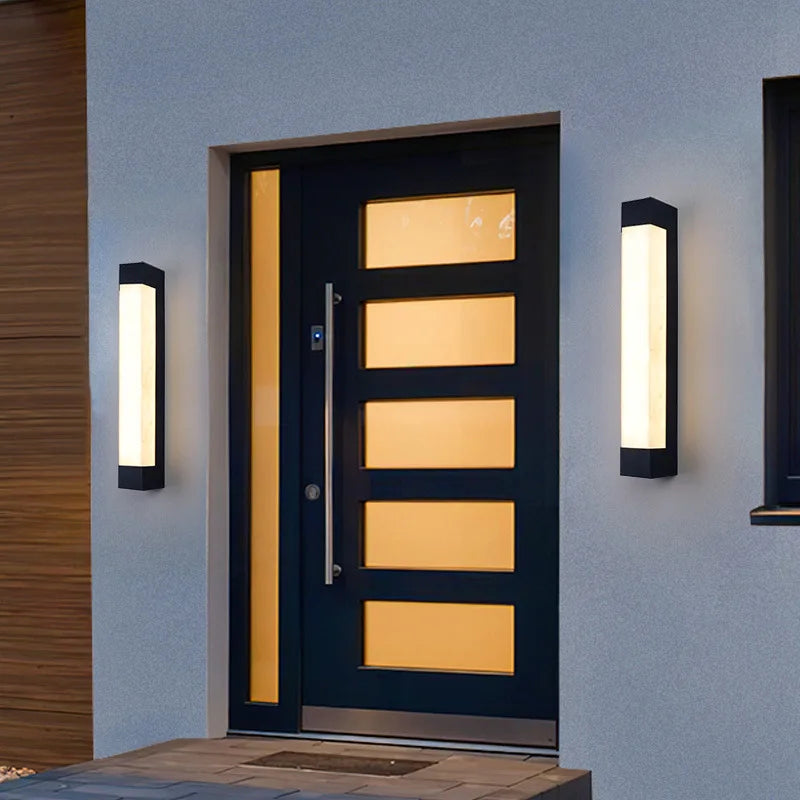 lampe murale moderne led noir blanc bambou extérieure hydrofuge ip65
