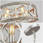 suspension lumineuse moderne rustique noir bois naturel anneaux métal argenté ampoules filament