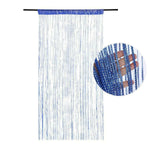 rideau decoratif franges bleu blanc argenté transparent moderne chambre 100x200cm