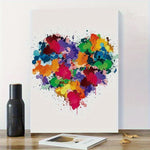 tableau decoratif abstrait moderne multicolore motif coeur sans cadre decoration salon