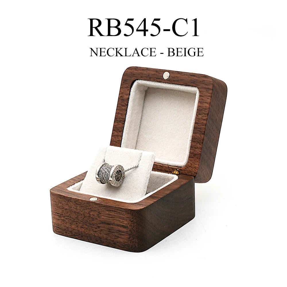 boîte bijoux bois foncé velours intérieur pendentif classique anniversaire mariage festival