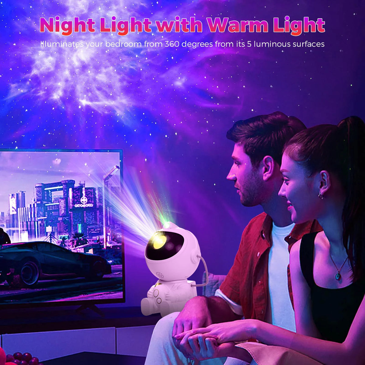 projecteur veilleuse astronaute nébuleuse éclairage chambre enfants décorations lumineux blanc rose or rouge bleu